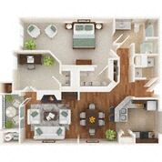 Floor plan for 1 bed, 1 bath, 1159 sqft